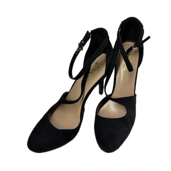 Brash Women’s Strappy Black Suede Style Heels Size 7.5 Y2K - Picture 3 of 4